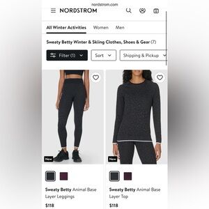 Sweaty Betty Set - Base Layer Top (Size L) & Leggings (Size M) in Animal Print